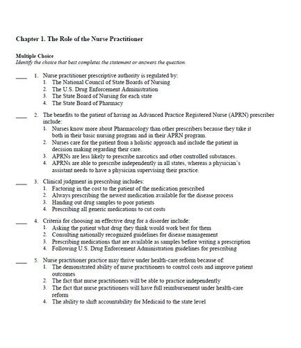 Pharmacotherapeutics for Advanced Practice Nurse Prescribers 5th Edit TEST BANK