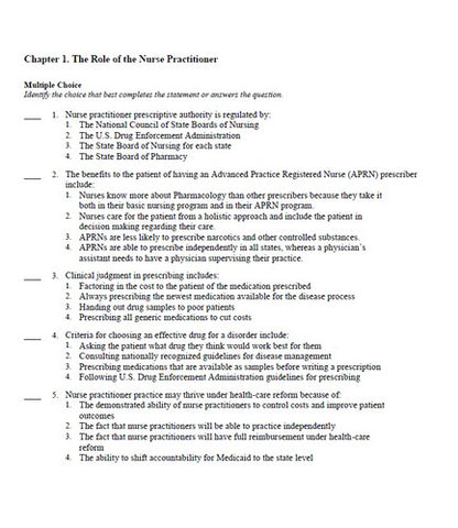 Pharmacotherapeutics for Advanced Practice Nurse Prescribers 5th Edit TEST BANK