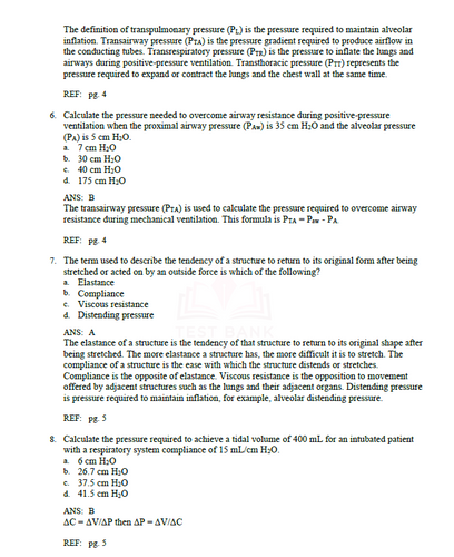Pilbeam's Mechanical Ventilation 8th Edition TEST BANK