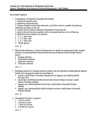Radiation Protection in Medical Radiography 9th Edition TEST BANK