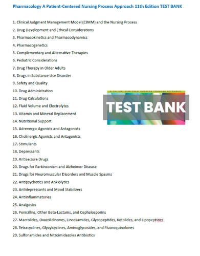 Pharmacology A Patient-Centered Nursing Process Approach 11e TEST BANK