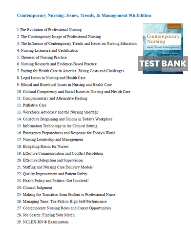 Contemporary Nursing Issues Trends And Management 9th Edition TEST BANK