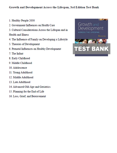 Growth and Development Across the Lifespan 3rd Edition TEST BANK