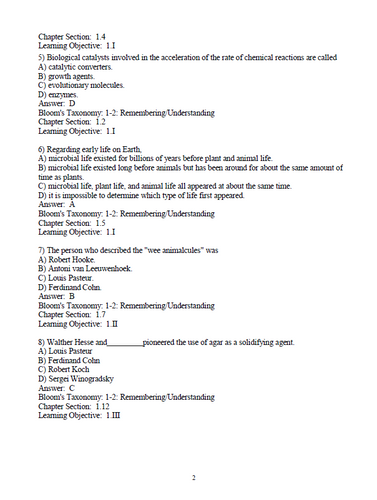 Brock Biology of Microorganisms 16th Edition TEST BANK