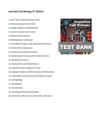 Essential Cell Biology 6th Edition TEST BANK 9781324033356
