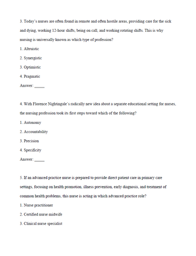 Nursing Now Today's Issues, Tomorrow's Trends 9th Edition TEST BANK