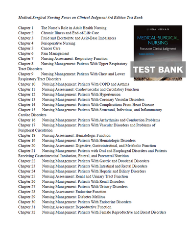 Medical Surgical Nursing Focus on Clinical Judgment 3rd Edition TEST BANK