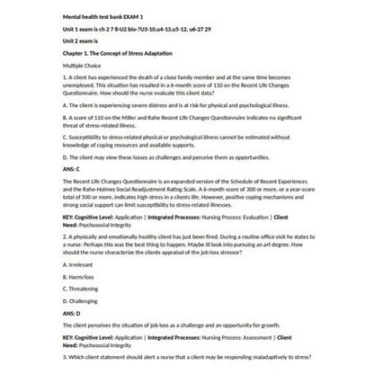 Clinical Mental Health Counseling TEST BANK
