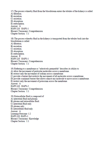 Principles of Human Physiology 6th Edition TEST BANK
