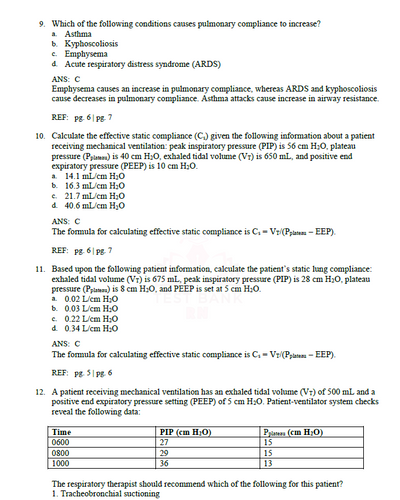 Pilbeam's Mechanical Ventilation 8th Edition TEST BANK