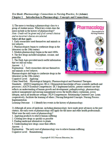 Pharmacology Connections to Nursing Practice 5th Edition TEST BANK