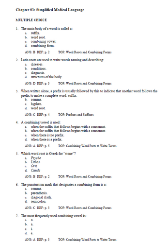 Quick & Easy Medical Terminology 9th Edition Leonard TEST BANK