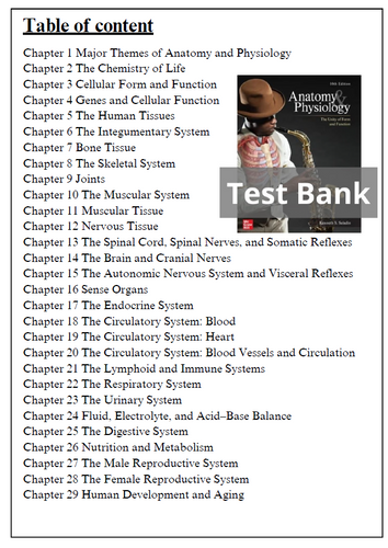 Anatomy & Physiology The Unity of Form and Function 10th Edition TEST BANK