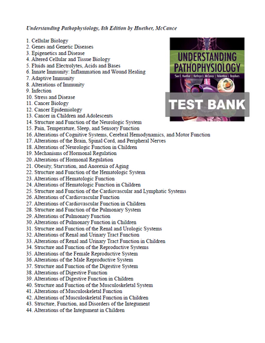 Understanding Pathophysiology 8th Edition Test Bank - 9780323937283