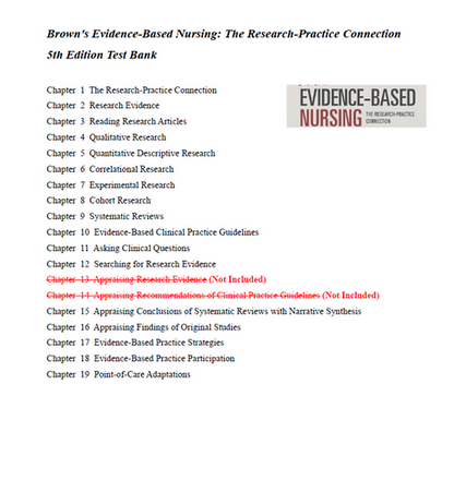 Brown's Evidence Based Nursing 5th Edition TEST BANK