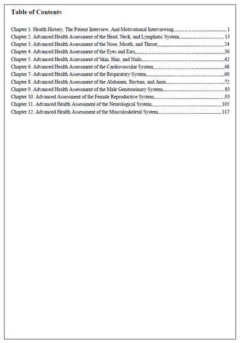 Advanced Health Assessment and Differential Diagnosis Essentials TEST BANK