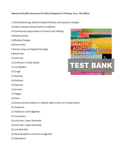 Advanced Health Assessment & Clinical Diagnosis in Primary Care 7th TEST BANK