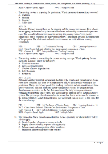 Nursing in Today's World  12th Edition Test Bank
