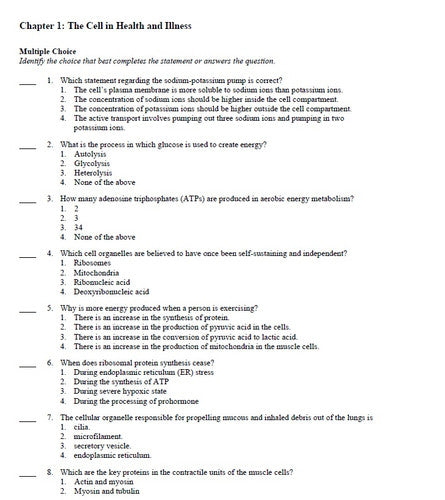Pathophysiology Introductory Concepts and Clinical Perspectives TEST BANK