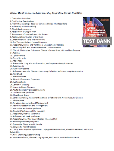 Clinical Manifestations and Assessment of Respiratory Disease 9th Edition TEST