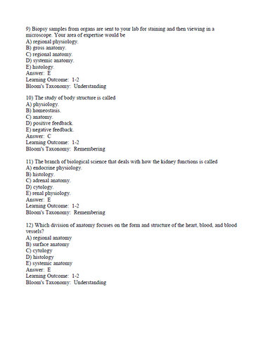 Essentials of Anatomy and Physiology 7th Edition Martini TEST BANK