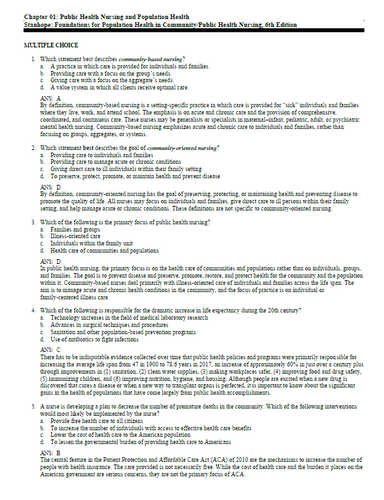 Foundations for Population Health in Community Public Health Nursing 6e TEST