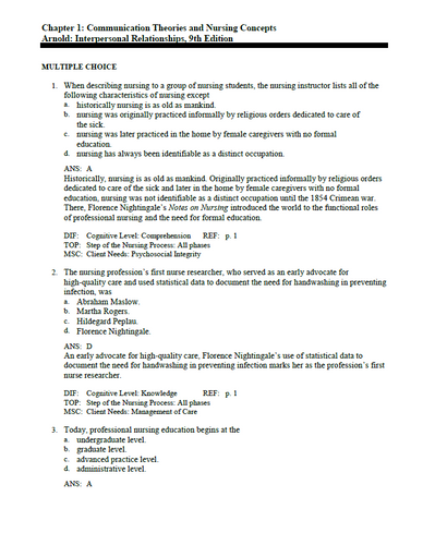Interpersonal Relationships 9th Edition Test Bank