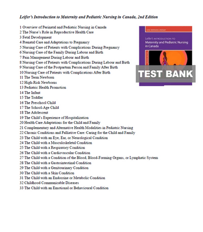 Leifers Introduction to Maternity and Pediatric Nursing in Canada 2e Test Bank