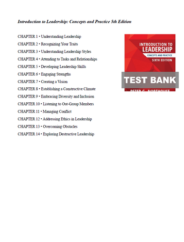 Introduction to Leadership Concepts and Practice 6th Edition TEST BANK