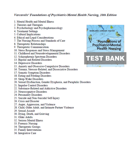 Varcarolis Foundations of Psychiatric Mental Health Nursing 10thEdition TestBank
