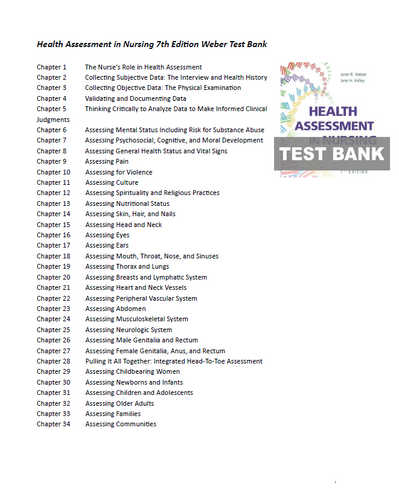 Health Assessment in Nursing 7th Edition Weber - Test Bank