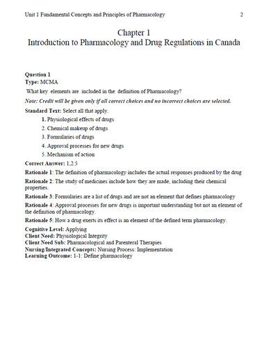 Pharmacology for Nurses 2nd Canadian Edition Adams TEST BANK