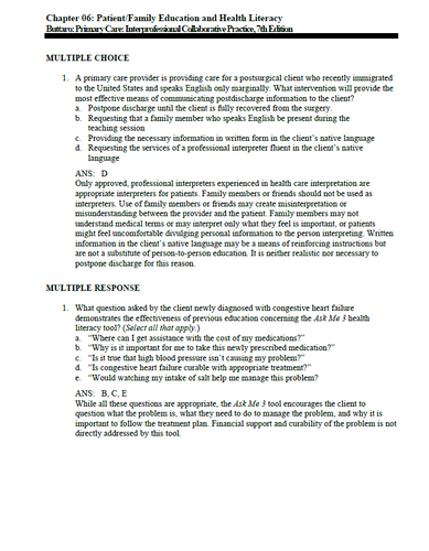 Primary Care Interprofessional Collaborative Practice 7th Edition Test Bank