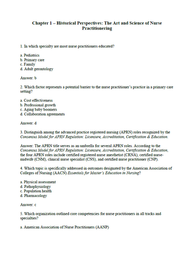 Role Development for the Nurse Practitioner 2nd Edition Test Bank