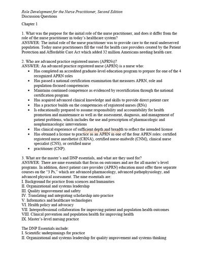Role Development for the Nurse Practitioner 2nd Edition Test Bank