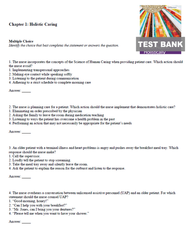 Caring for Older Adults Holistically 7th Edition Test Bank