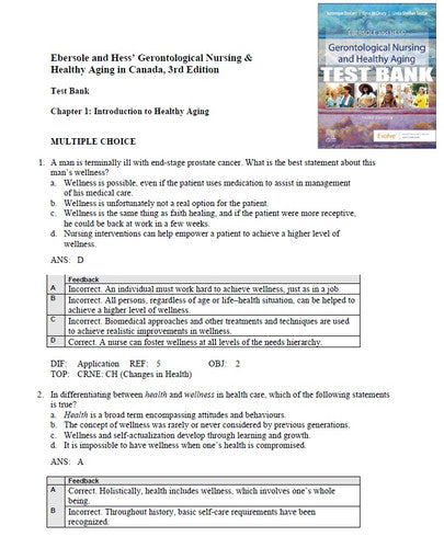 Ebersole and Hess Gerontological Nursing and Healthy Aging in Canada 3 Test Bank