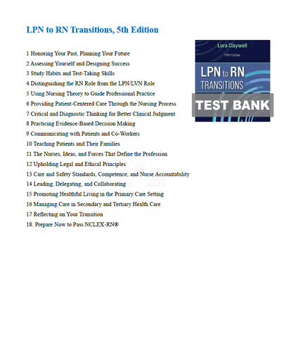 LPN to RN Transitions 5th Edition TEST BANK