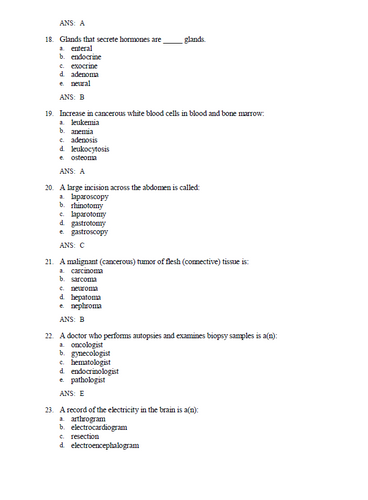 Medical Terminology A Short Course 9th Edition TEST BANK