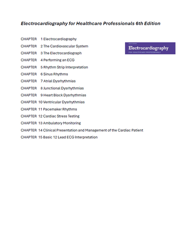 Electrocardiography for Healthcare Professionals 6th Edition TEST BANK