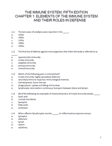 The Immune System 5th Edition Test Bank