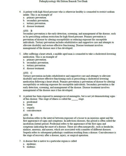 Pathophysiology 6th Edition Banasik TEST BANK