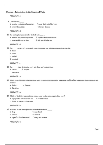 Body Structures and Functions 13th Edition Test Bank