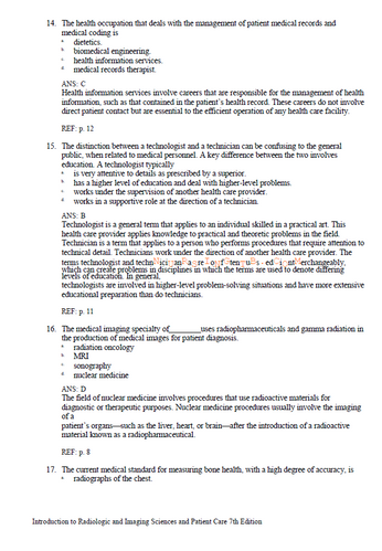 Introduction to Radiologic and Imaging Sciences and Patient Care 7e Test Bank