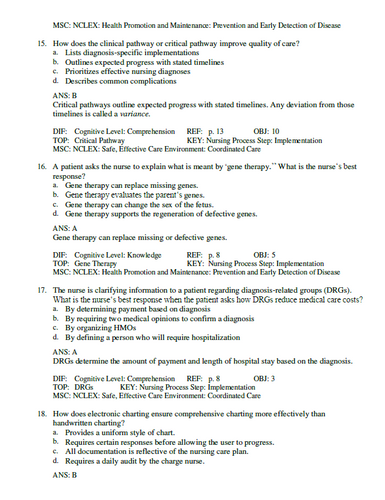 Introduction To Maternity and Pediatric Nursing 9th Edition Leifer TEST BANK