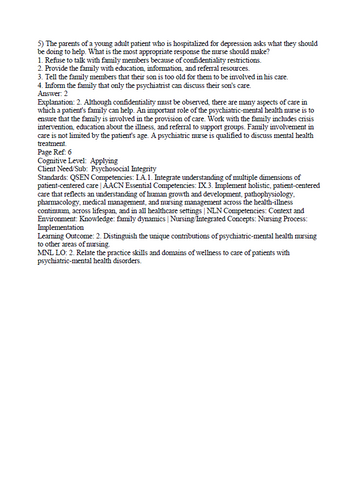 Psychiatric Mental Health Nursing From Suffering to Hope 2nd Edition Test Bank