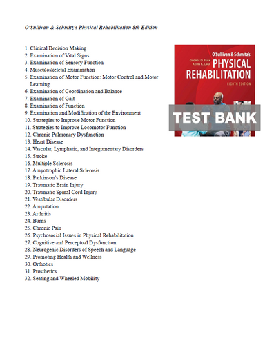 O'Sullivan & Schmitz's Physical Rehabilitation 8th Edition TEST BANK