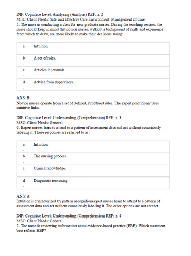 Evidence-Based Physical Examination TEST BANK