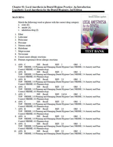 Local Anesthesia for the Dental Hygienist 2nd Edition Test Bank