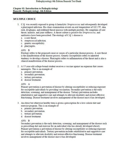 Pathophysiology 6th Edition Banasik TEST BANK